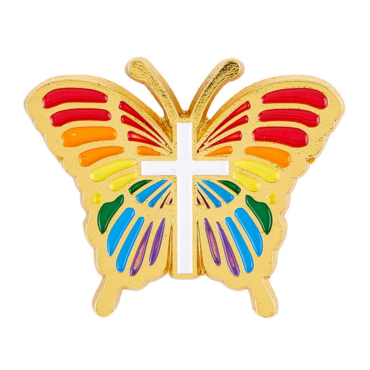 Butterfly w/Cross Lapel Pin